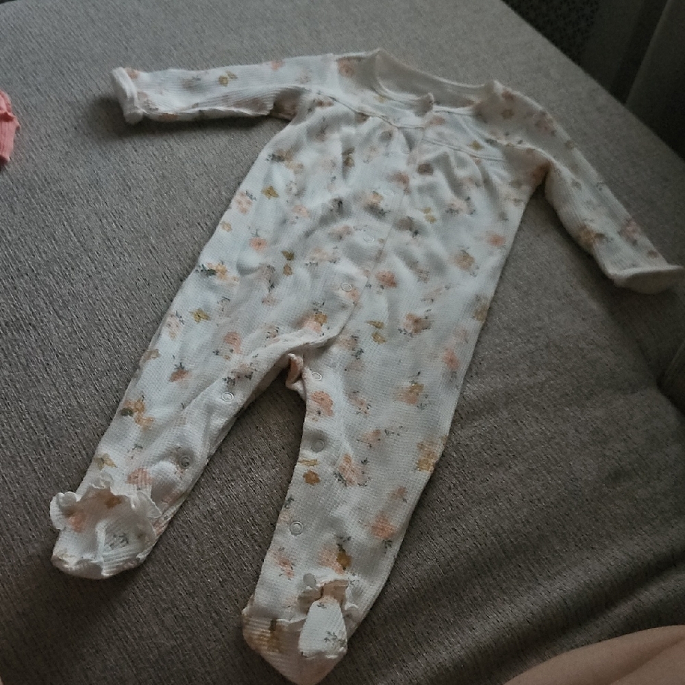 Carter's Cream and Pink Footie One Piece